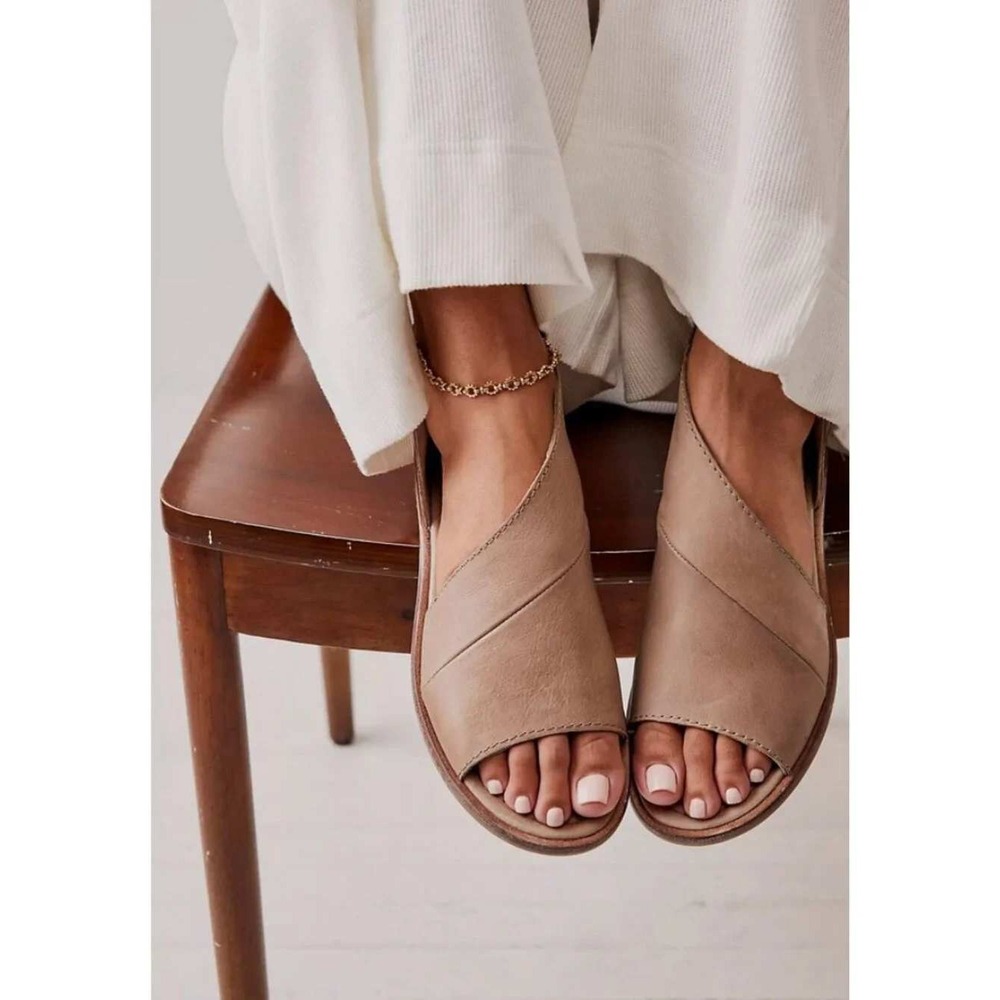 Free People Mont Blanc Sandal Women 37 Tan Leather Open Toe Flat